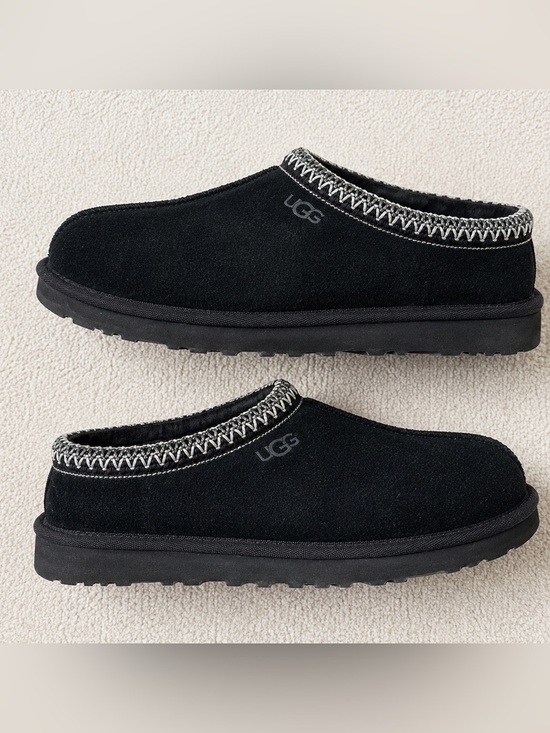 UGG Other - UGG Black Suede Tasmen Slippers with Woven Trim Men Size 7
